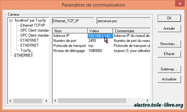 paramétrer l'adresse IP de l'automate Wago avec Codesys v2.3