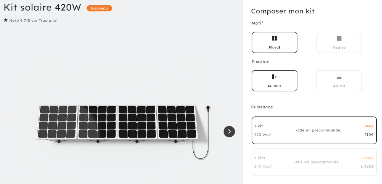 réduction précommande sur le kit solaire beem 420W