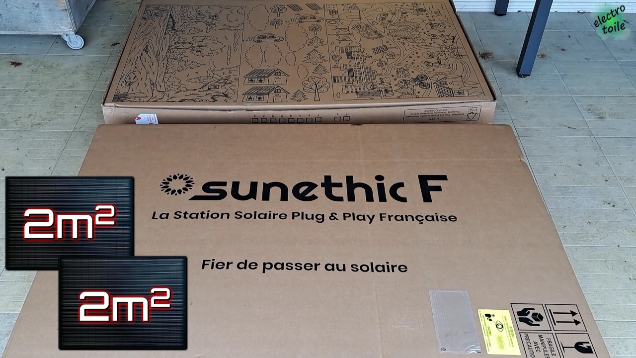 les cartons de la station solaire plug & play sunethic occupe 4m²