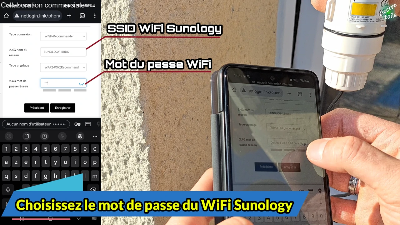 choisir le mot de passe du nouveau réseau Wifi Sunology